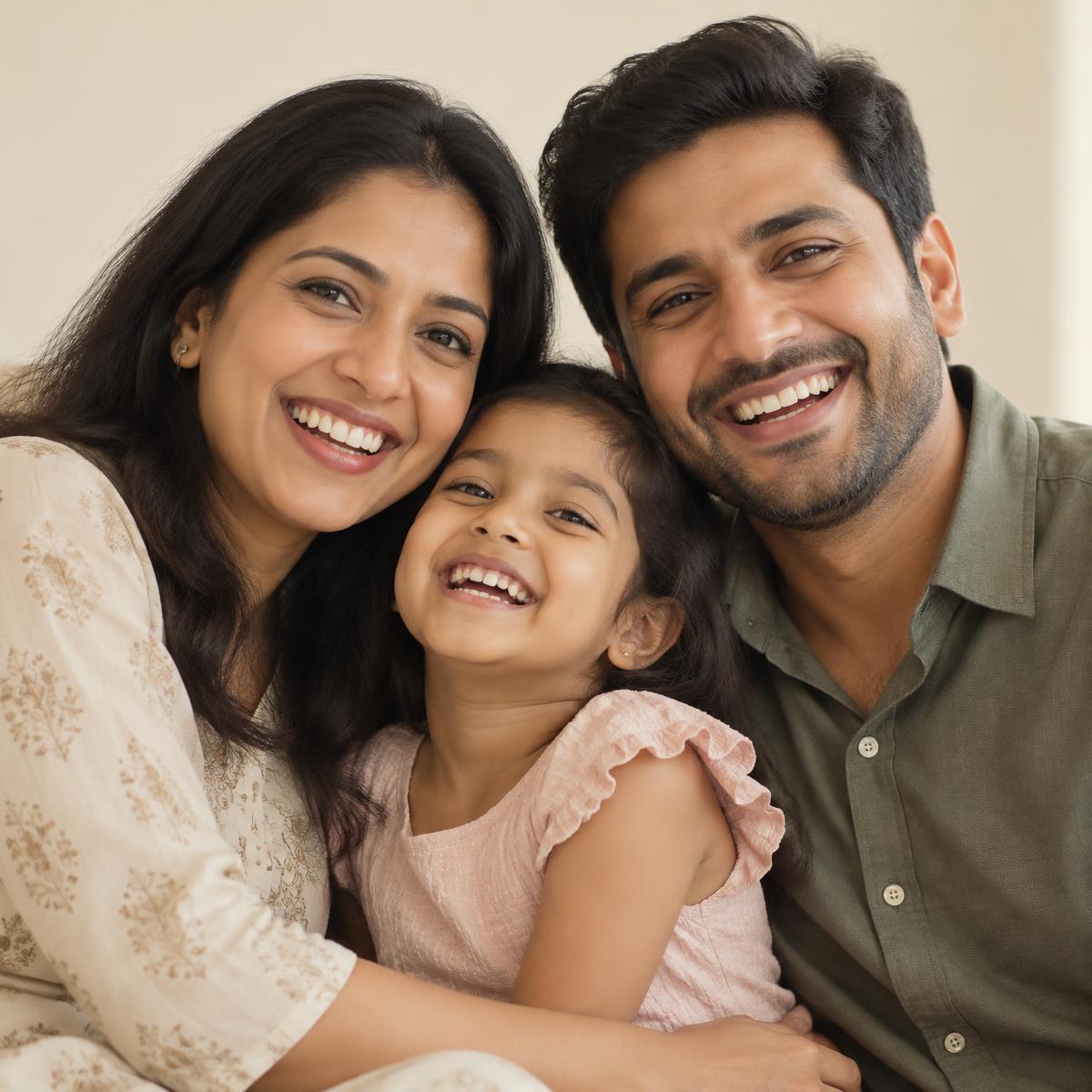 Happy family smiling
